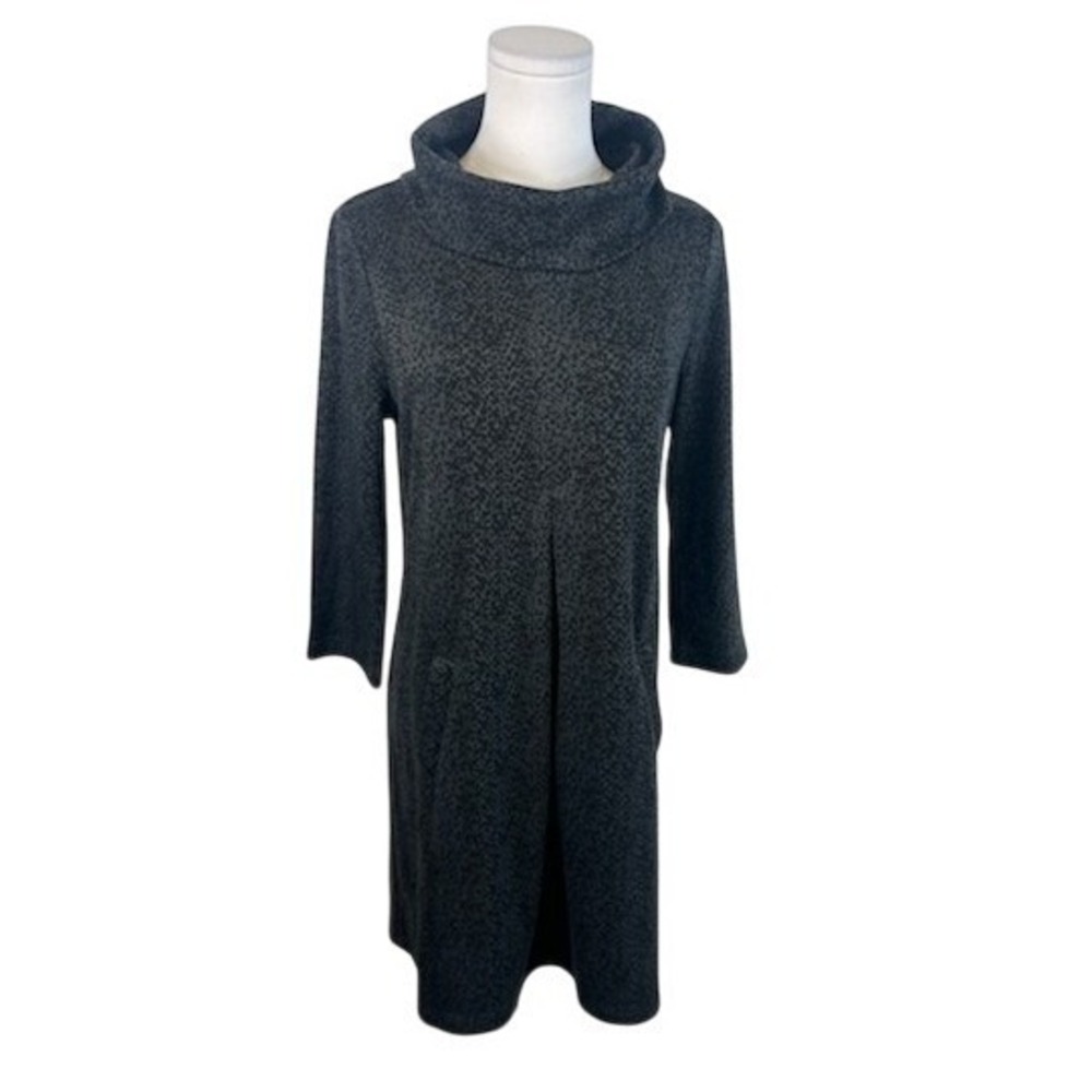 Tyler Boe Cowl Neck Dress Women's Size Small Gray Black 3/4 Sleeve Pockets